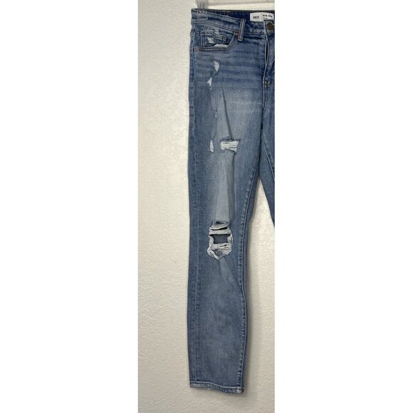 BKE Mom Jean High Rise Light Wash Destroyed Distressed Sz 26 X 27.5 - Picture 3 of 13